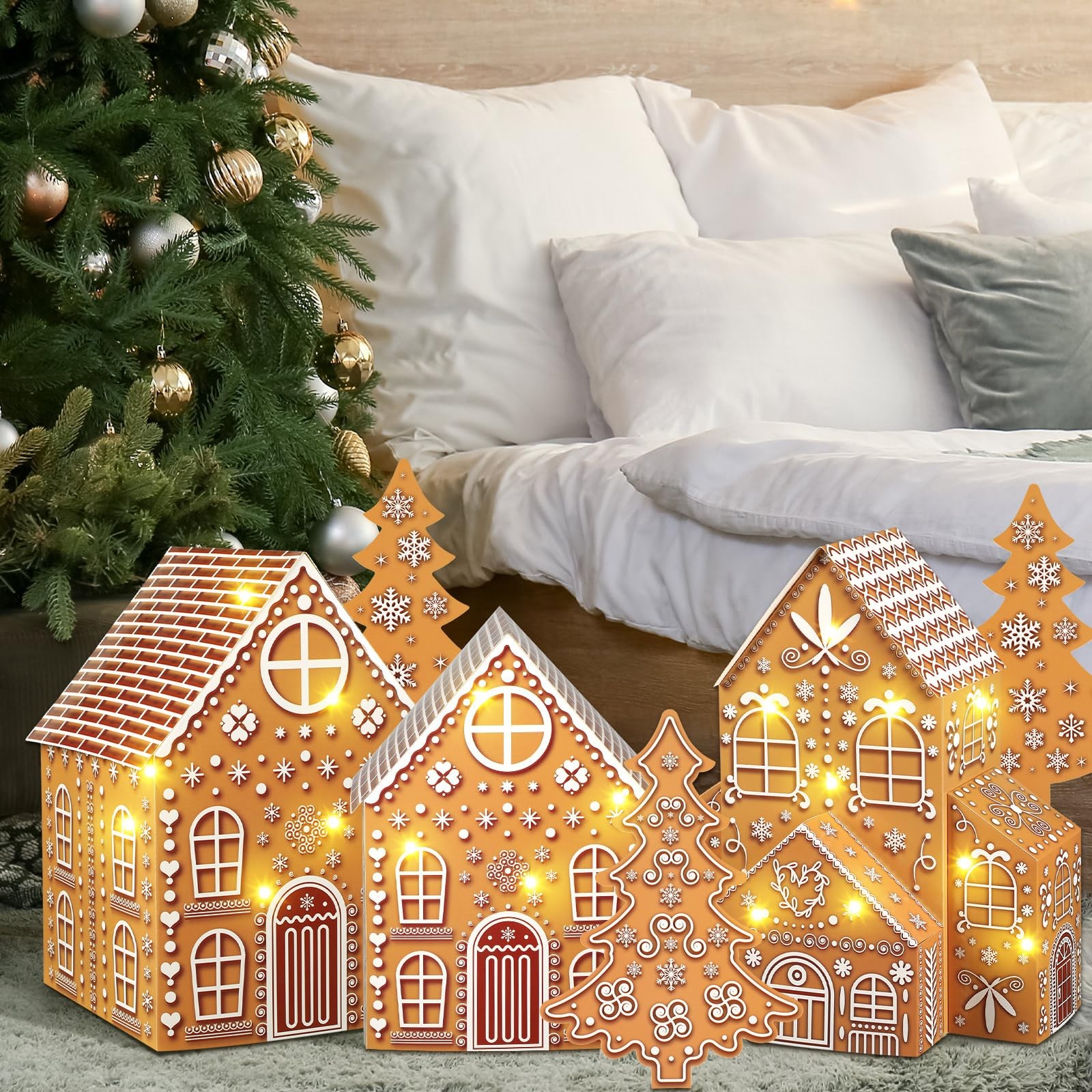 Large Christmas Gingerbread Houses Kit Cardboard Gingerbread House with Chris…