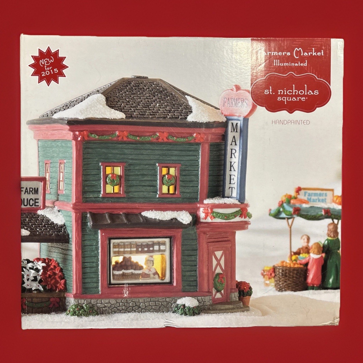 2015 St. Nicholas Square Village Collection “Farmers Market” Box and Light Mint
