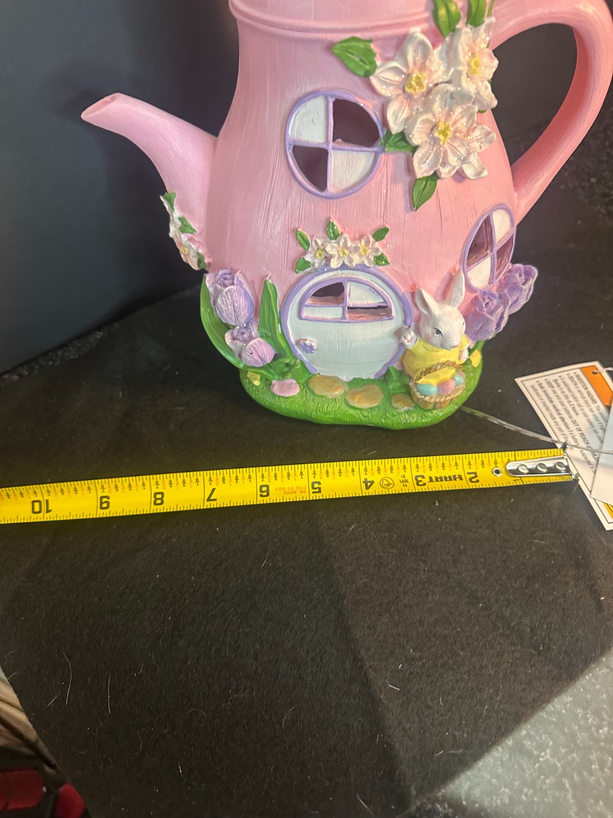 SPRING GATHERINGS LED Light Up Teapot House Easter Decor 10″H (NEW WITH TAG)