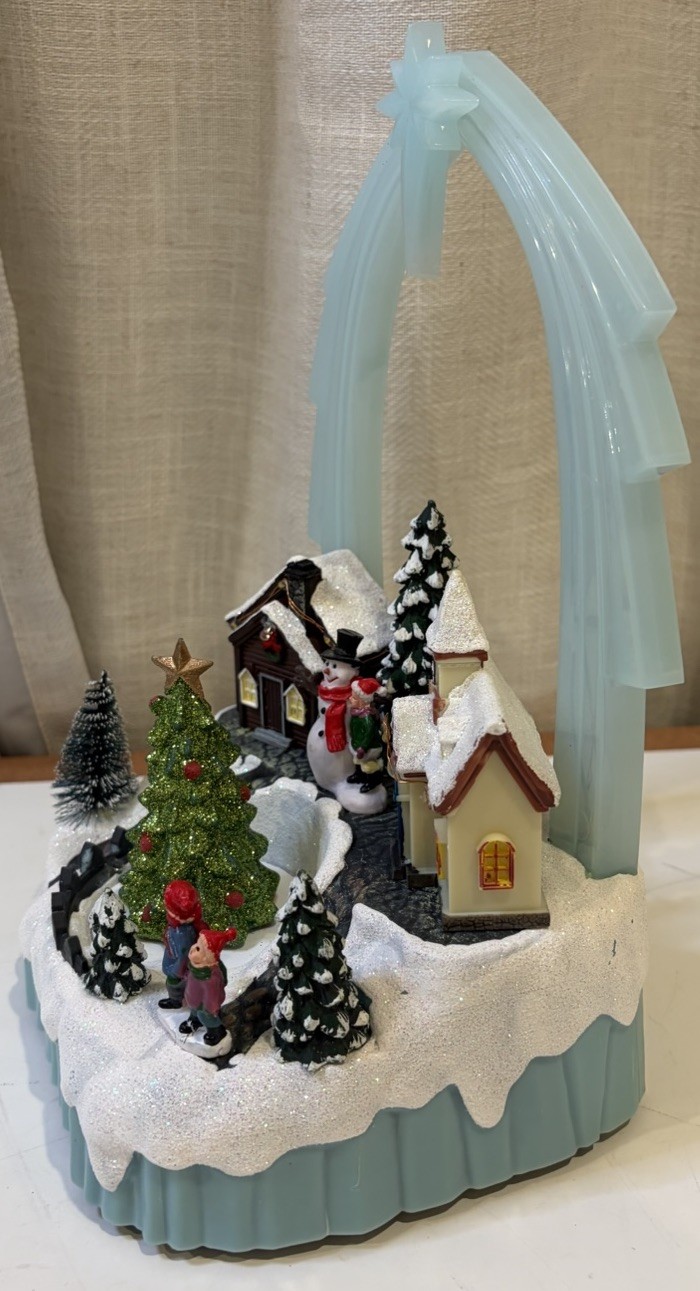 New 2023 Holiday Time CHRISTMAS VILLAGE SCENE Lights Up & Plays 8 Carols NIB