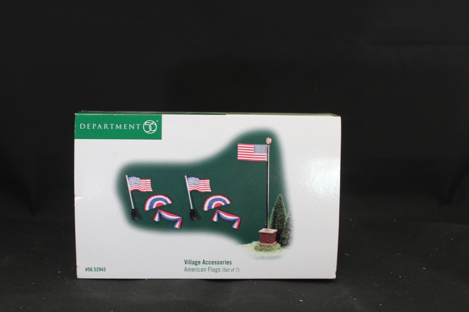 Dept 56 Village Accessories American Flags Set of 7 #52943 – Brand New in Box