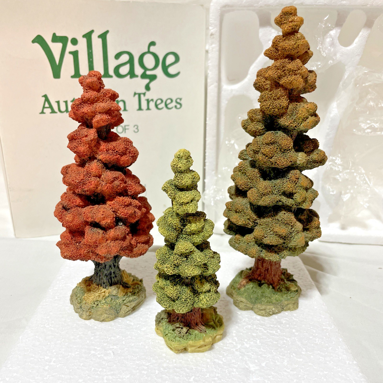 Vtg Department 56 Autumn Trees SET OF 3 #52616 in Original Box for Village NOS