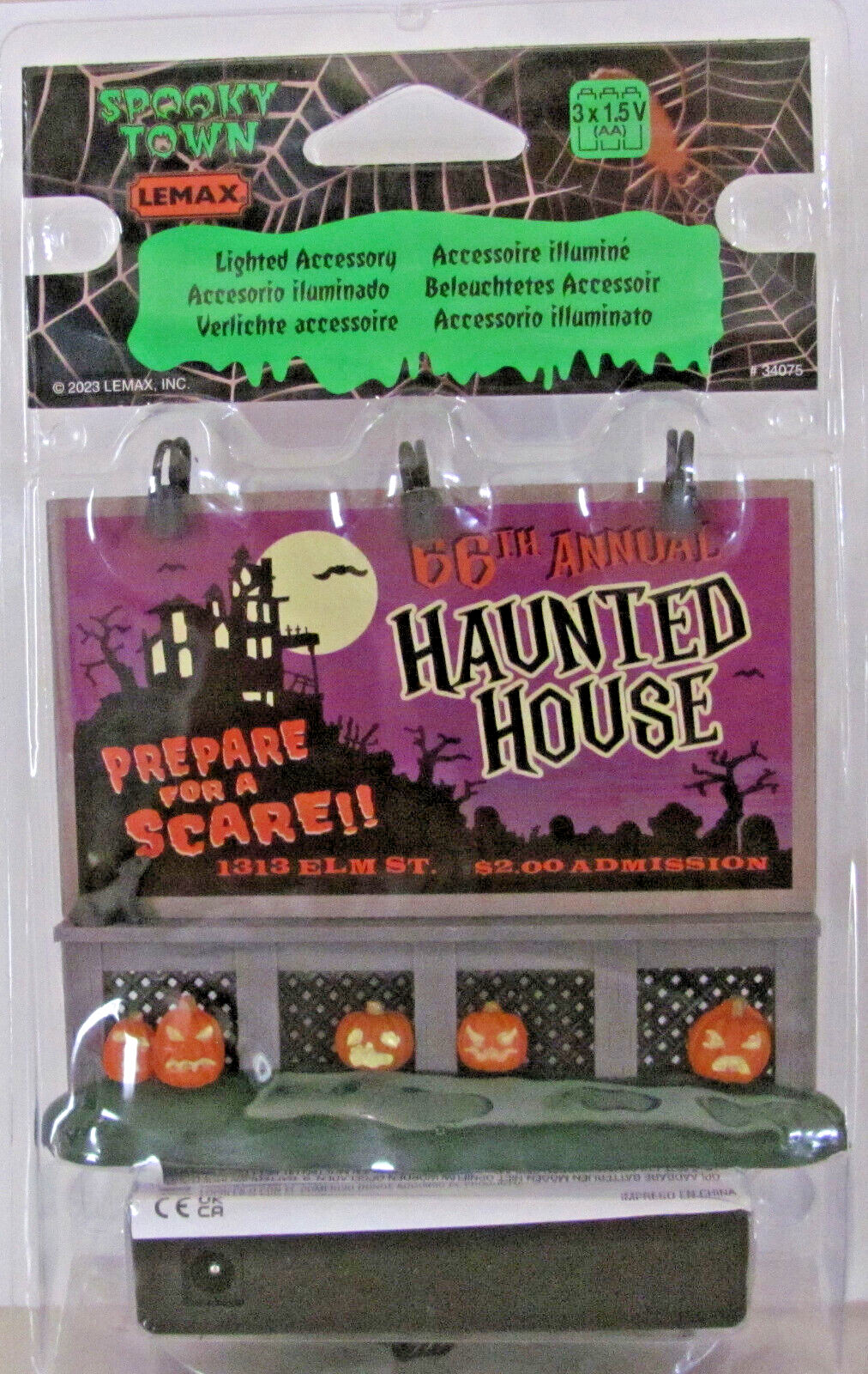 Lemax Spooky Town Lighted Accessory – Haunted House Billboard #34075