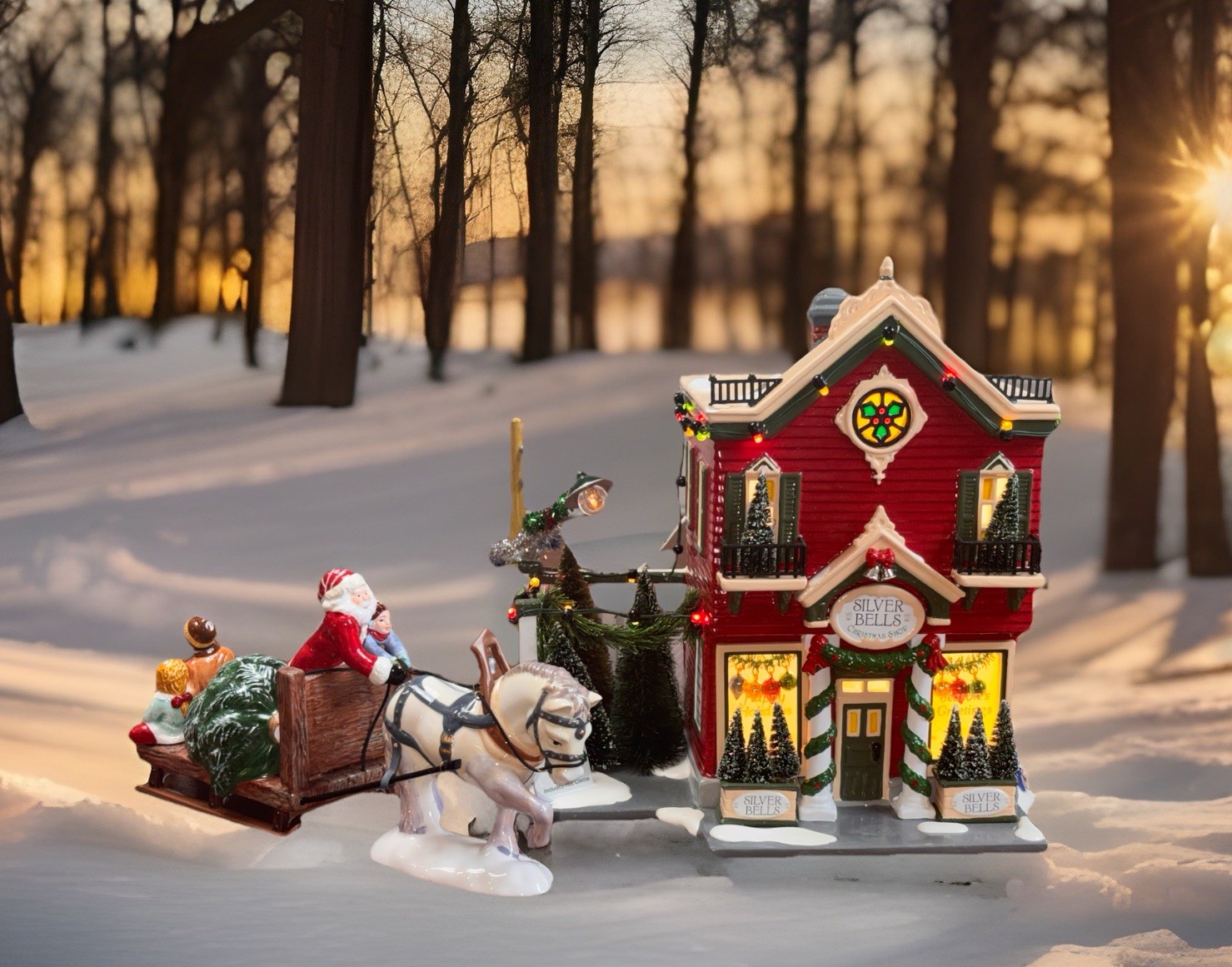 Dept 56 Christmas Snow Village Silver Bells Shop Lighted 55040 In Box Working