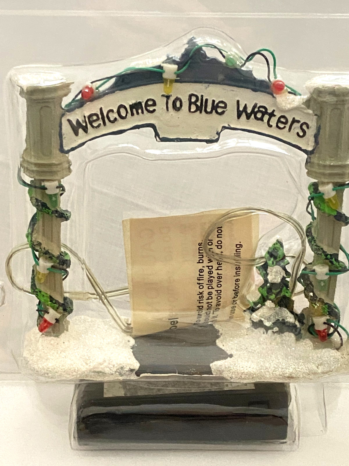 Vtg 2006 Holiday Time WELCOME TO BLUE WATERS Lighted SIGN Christmas Village NEW