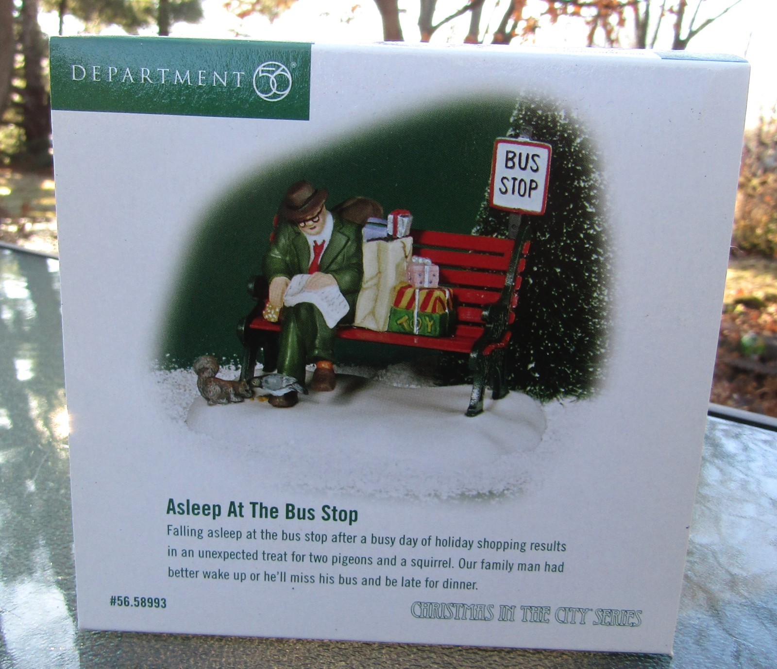 2002 Department 56 Christmas In The City #56.58993 ASLEEP AT THE BUS STOP Unused