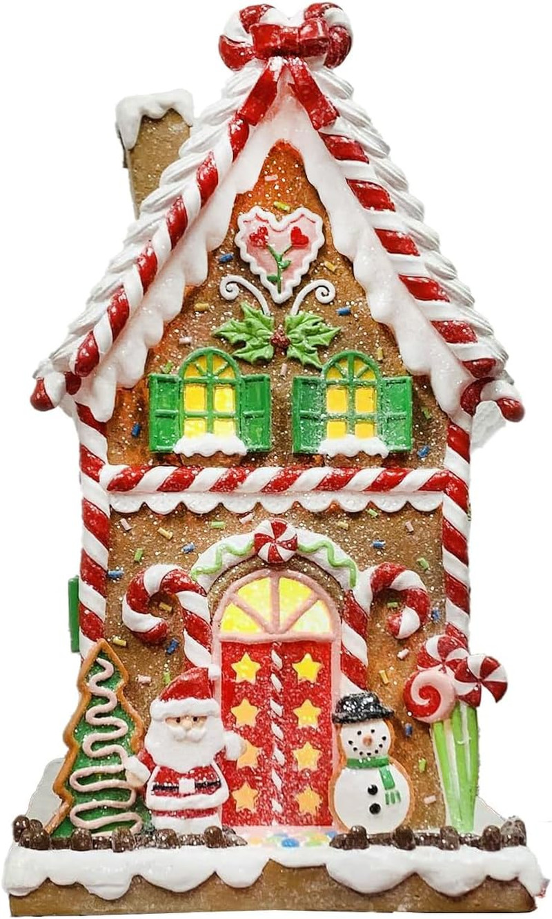 Lighted Hand-Painted Gingerbread House with LED Lights – Festive Holiday Décor