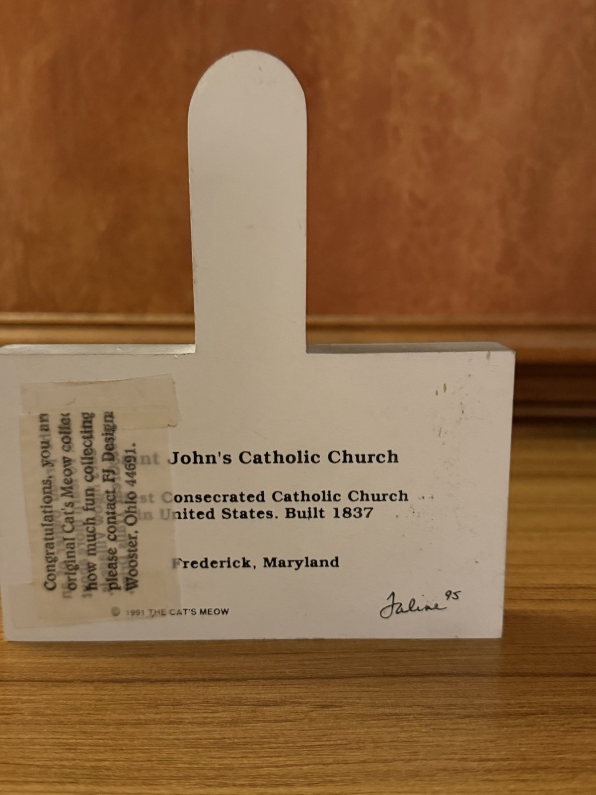 Retired Vintage 1981 The Cat’s Meow Saint John’s Catholic Church Signed