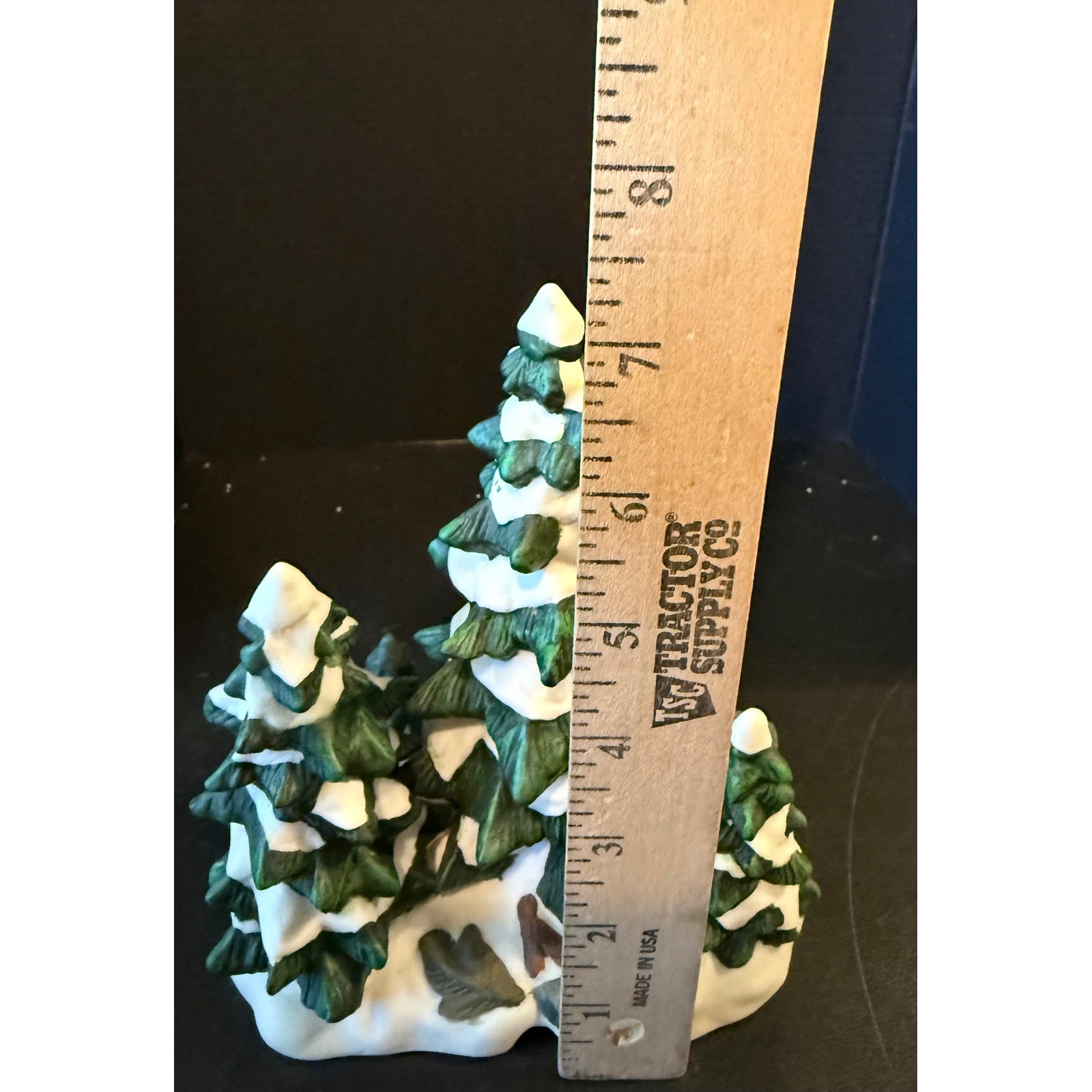 Ceramic Snowy Pine Trees Tree Green White Christmas Village Decor