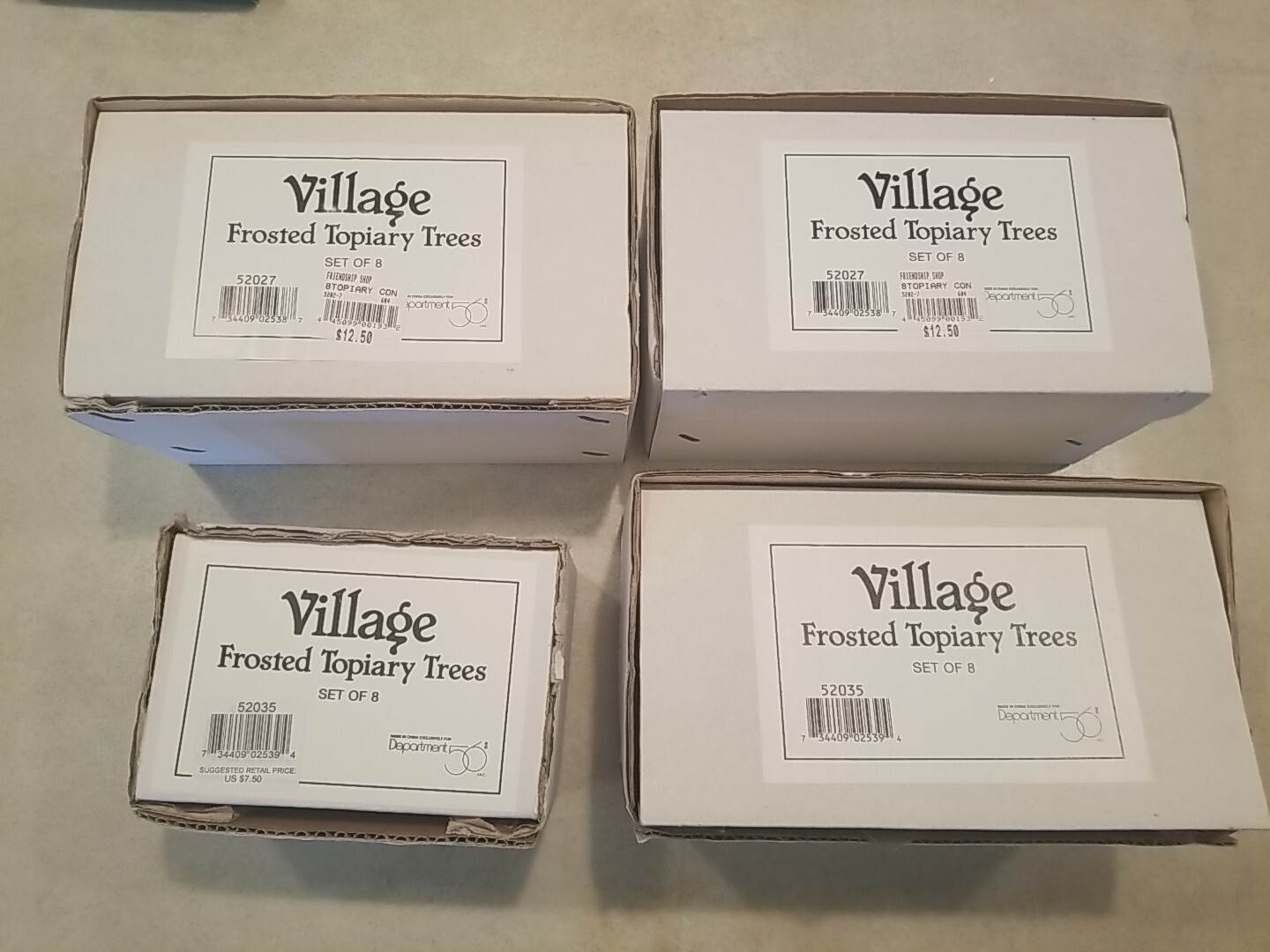DEPT 56 VILLAGE FROSTED TOPIARY TREES SET OF 8 Lot Of 4