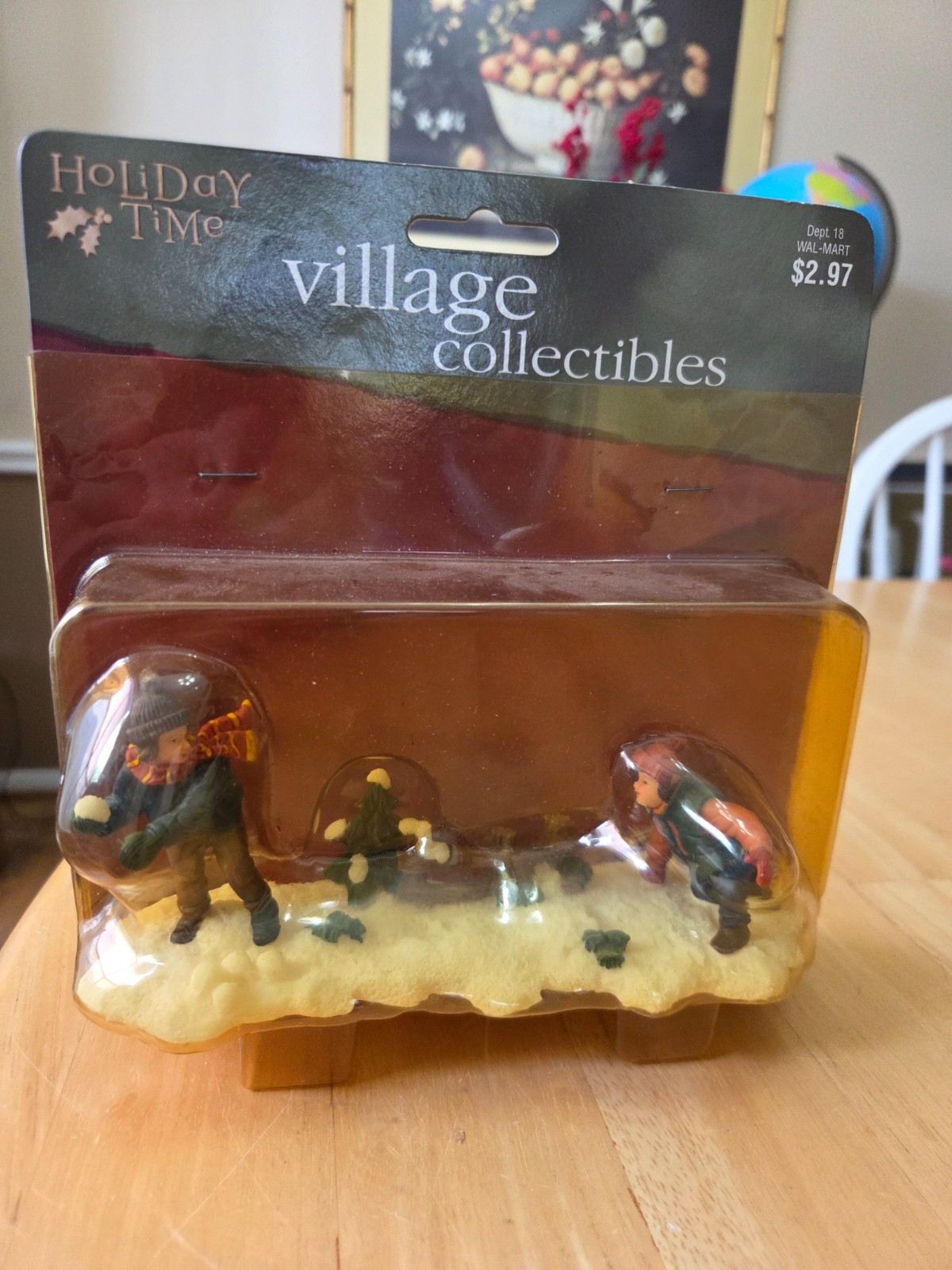 Holiday Time Village Collectibles Boys Having a Snowball Fight
