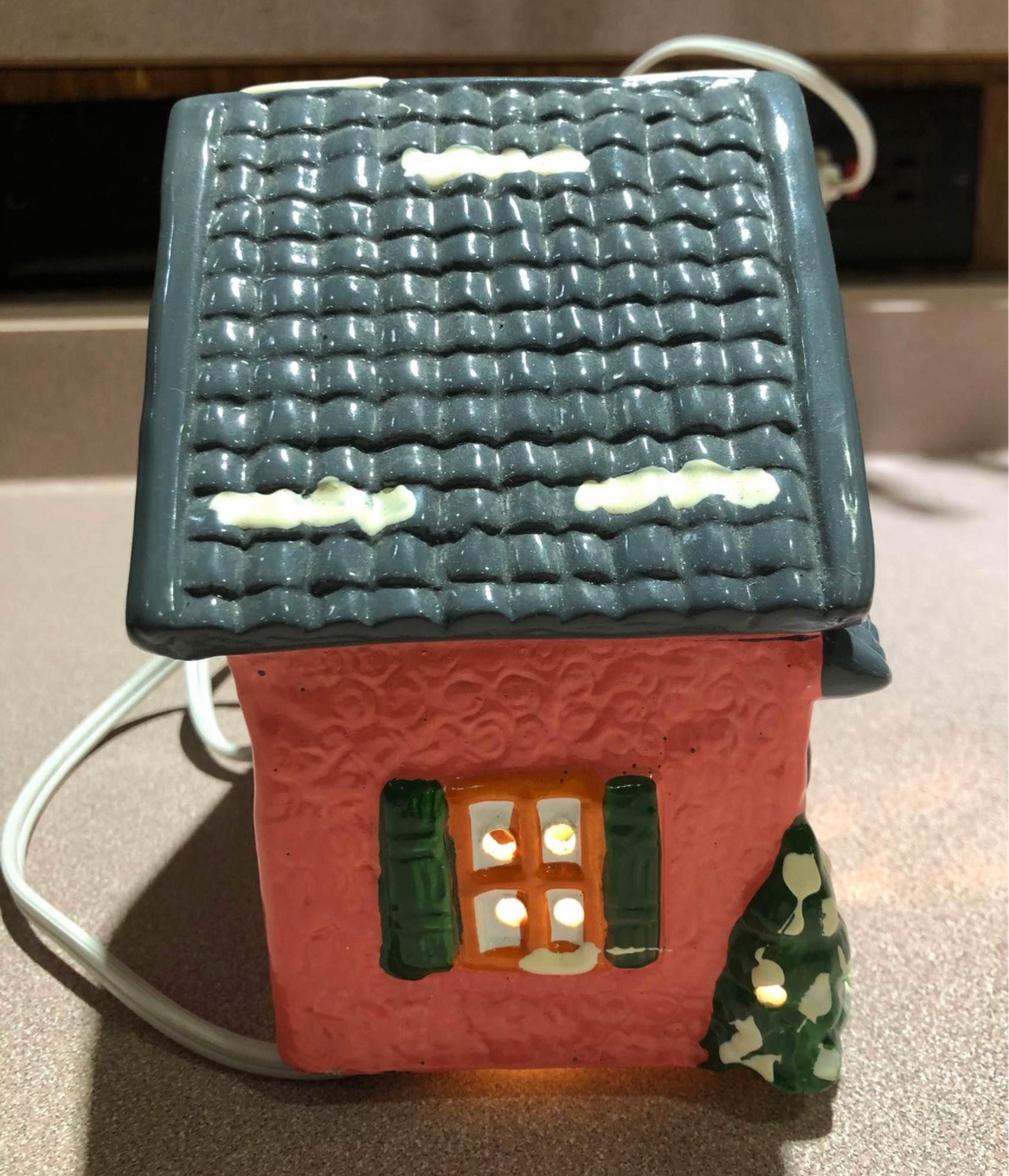 Vtg 1960’s Light Up Ceramic Christmas Village W/ OG BOX & CORD -DRUG STORE- rare