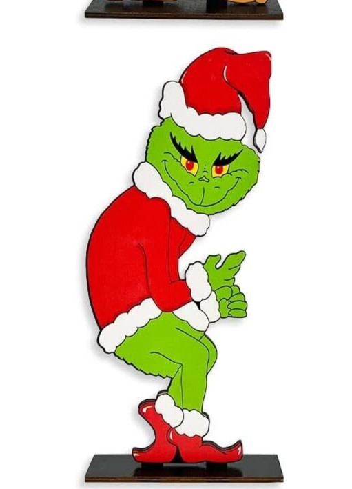 The Grinch Christmas Wood Table Decor Centerpiece Dr. Seuss Saint Nick Whoville