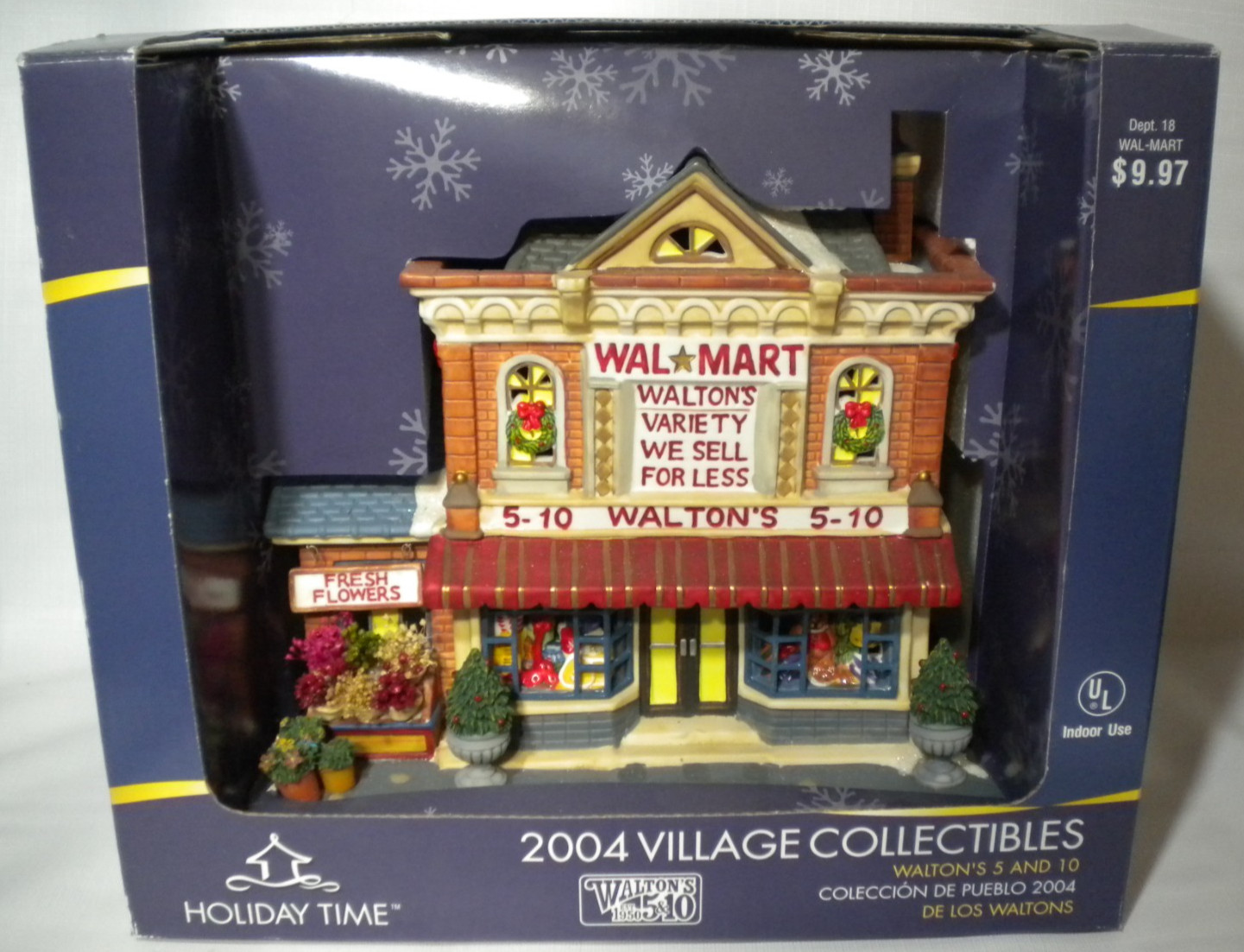 VTG 2004 Walmart Walton’s Variety Christmas Village Ceramic Store w/ Box TESTED