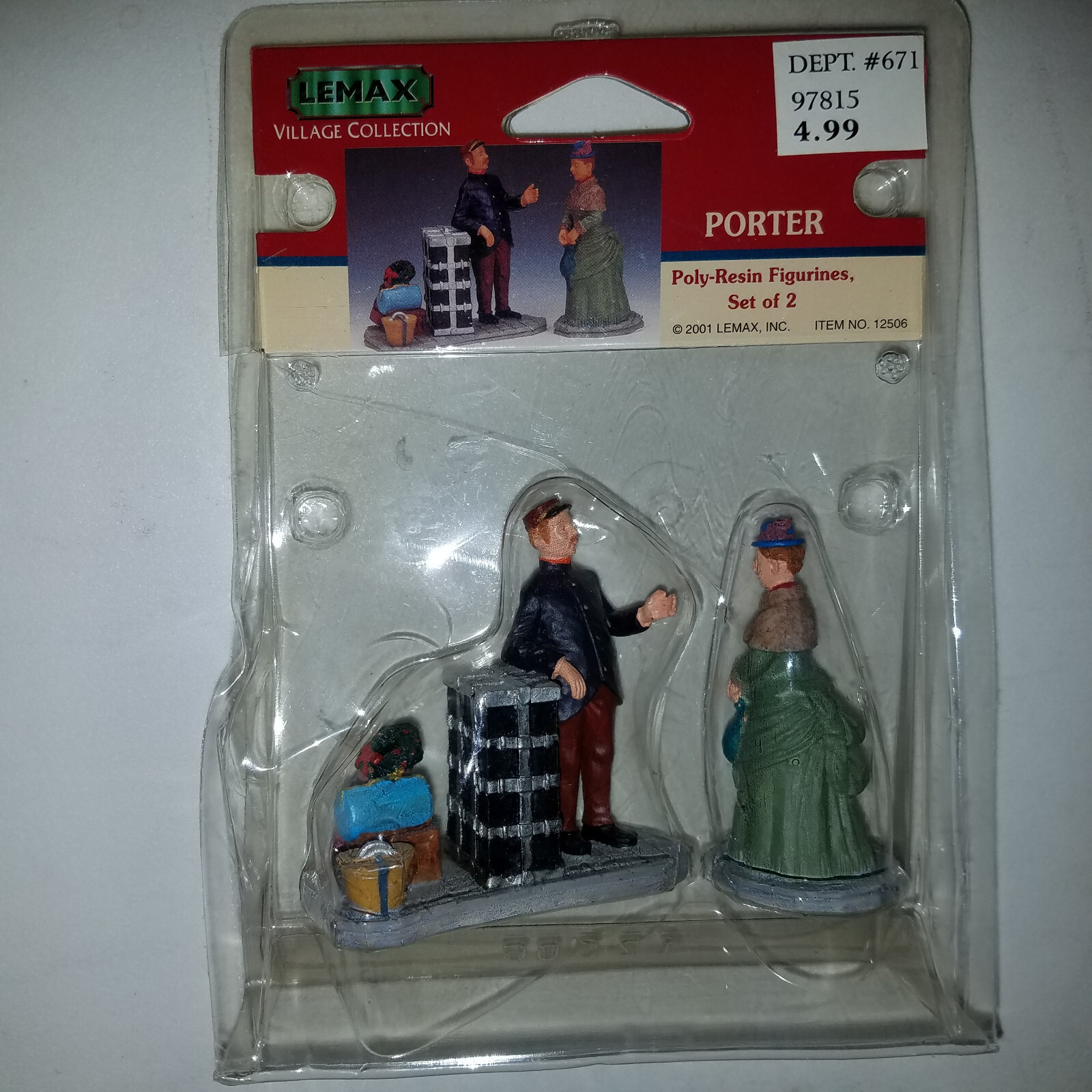 Lemax 2001 Porter Holidays Seasons #12506 Vacation Resort Baggage Train Station