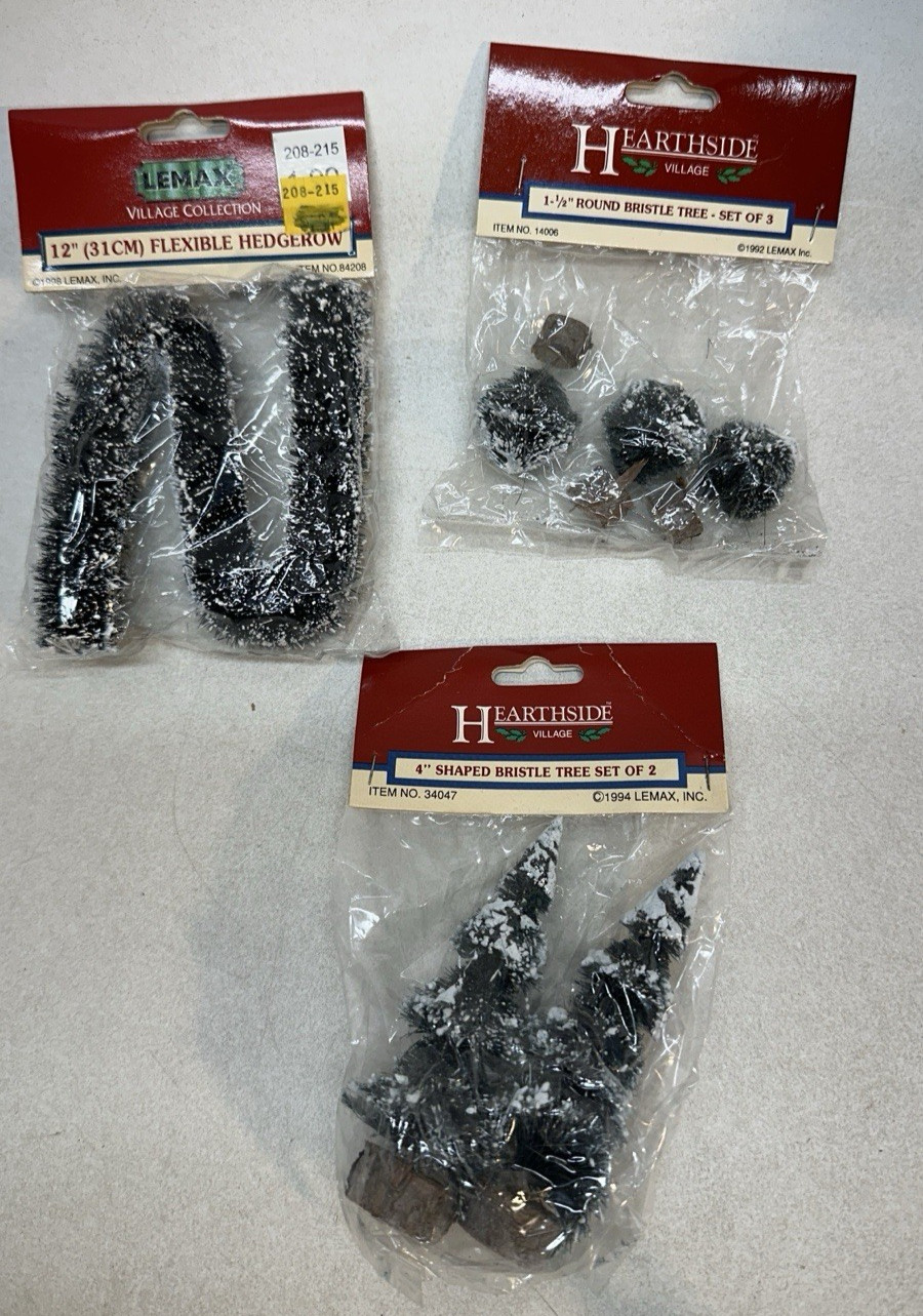 Lemax Hearthside Village Flexible Hedgerow 12 Inch 1994 Bristle Round Tree LOT