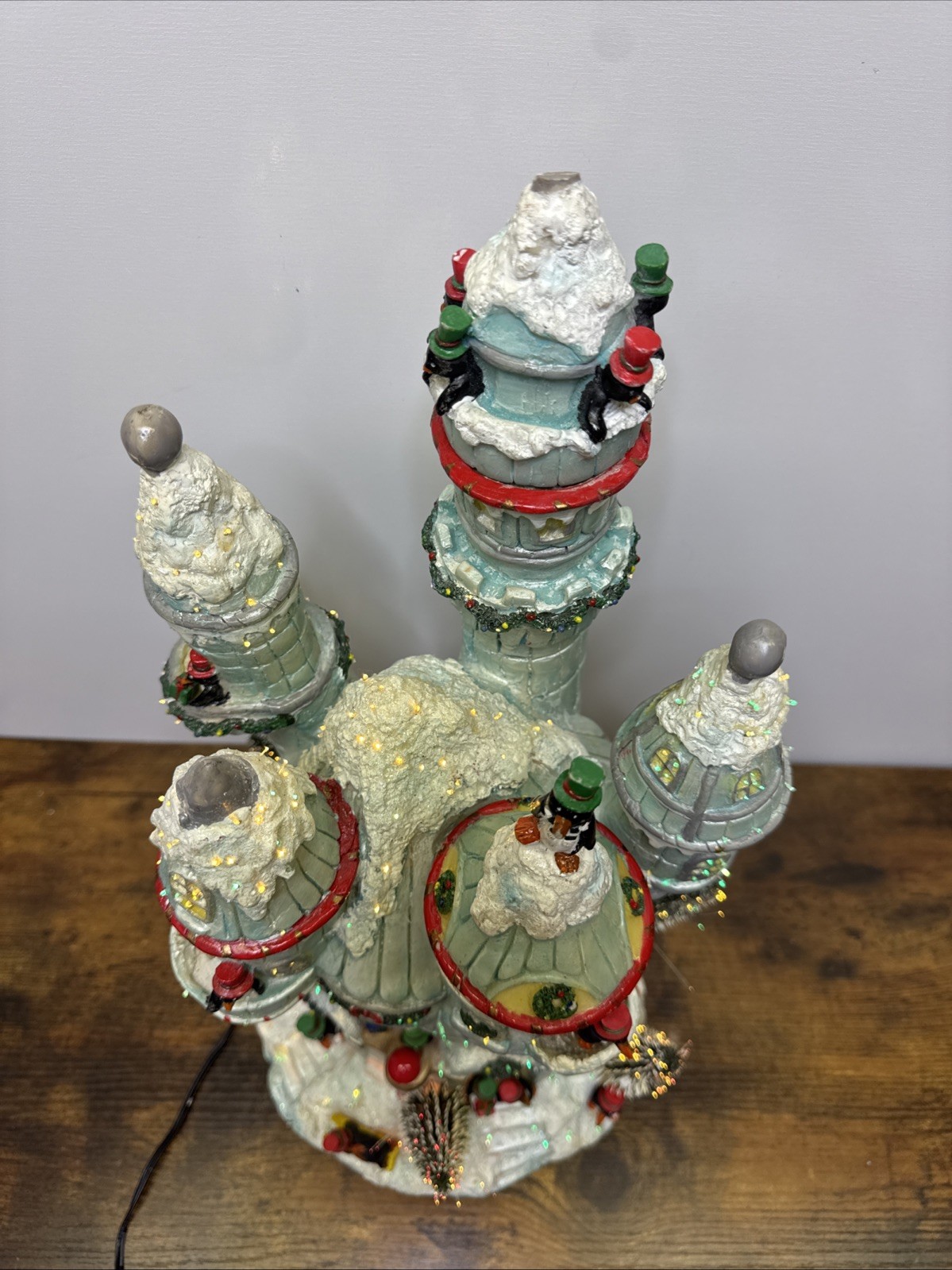 Puleo 16″ Winter Ice Castle Fiber Optic Color Changing Christmas Village READ