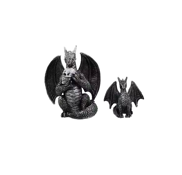 BLACK & SILVER DRAGON Set of 2 Mini Halloween Decoration New Retail Packaging