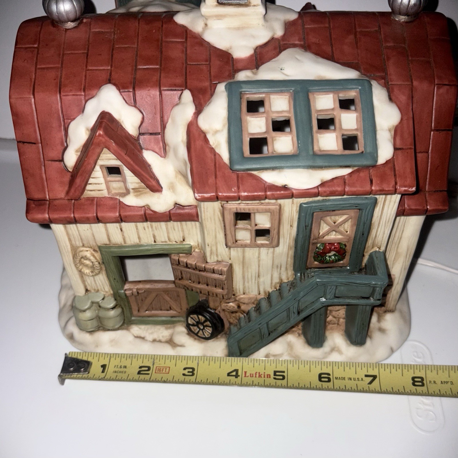 Mervyns Village Square Barn Farm House Silo Lighted Buliding Christmas 1998