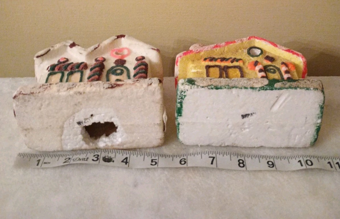 2 Vintage Medium Christmas Styrofoam Village Houses Made In Japan READ