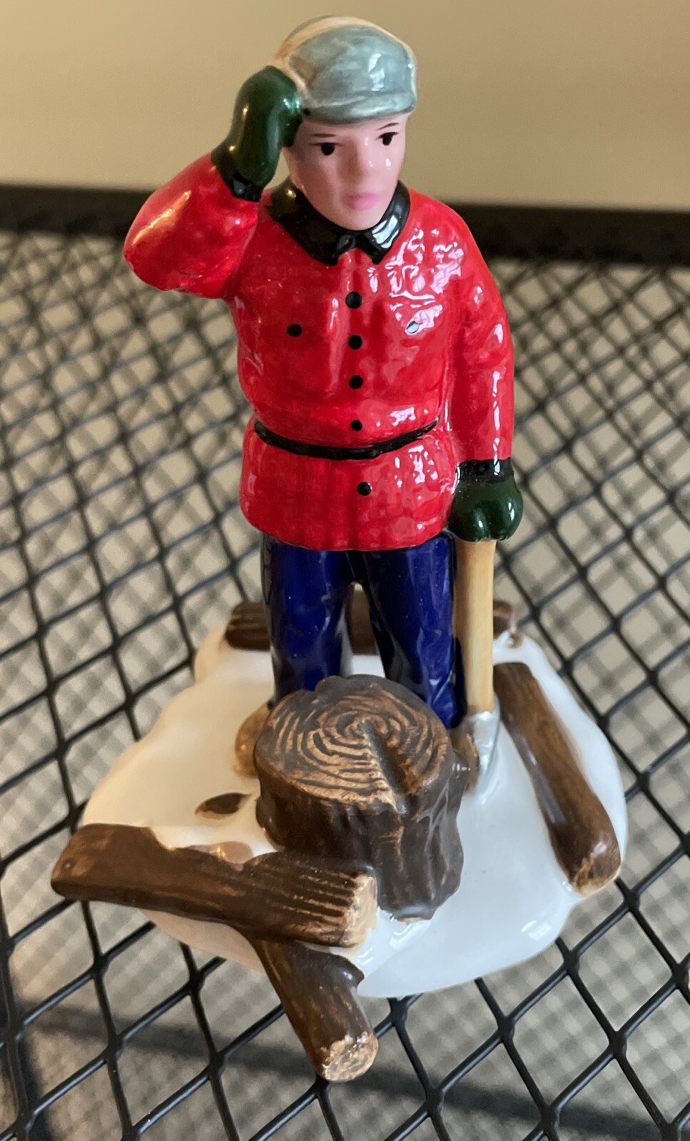 Dept 56 Snow Village Woodsman & Boy 5130 Taiwan 1988 Handpainted Set Of 2