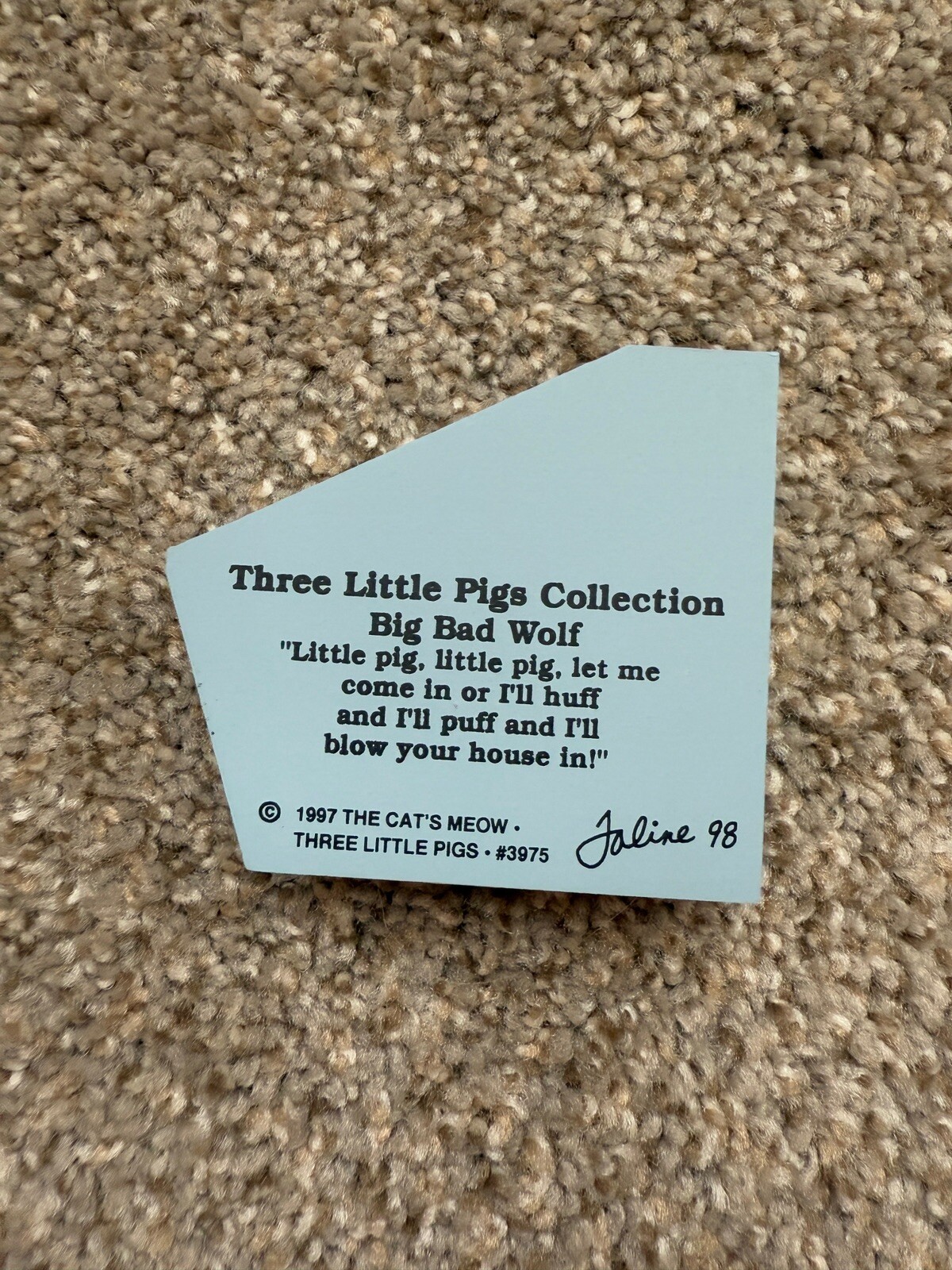 The Cats Meow Village “Big Bad Wolf” Three Little Pigs Collection Shelf Sitter