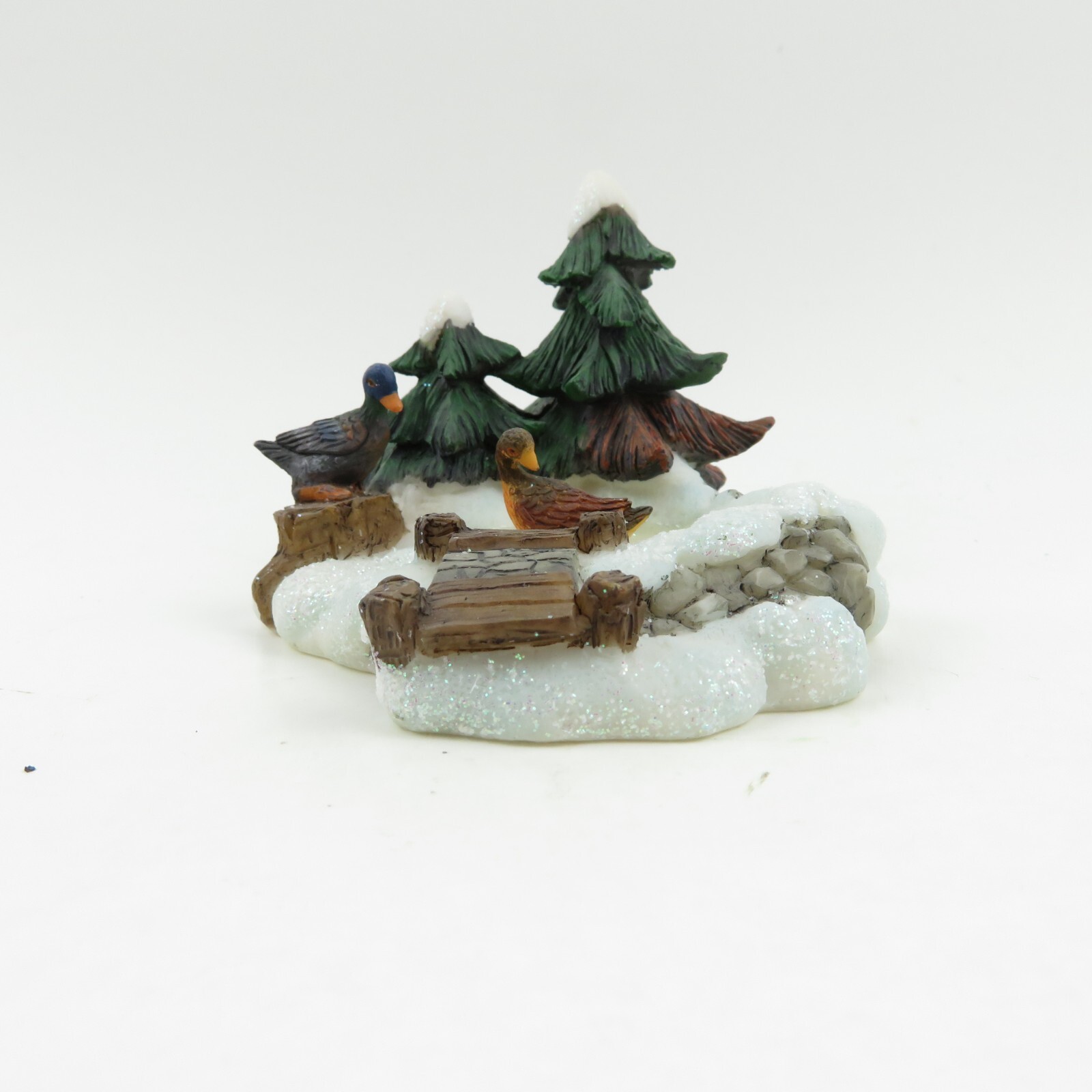 Holiday Time Christmas Village Accessory Collectible – 2 DUCKS ON POND – Scene
