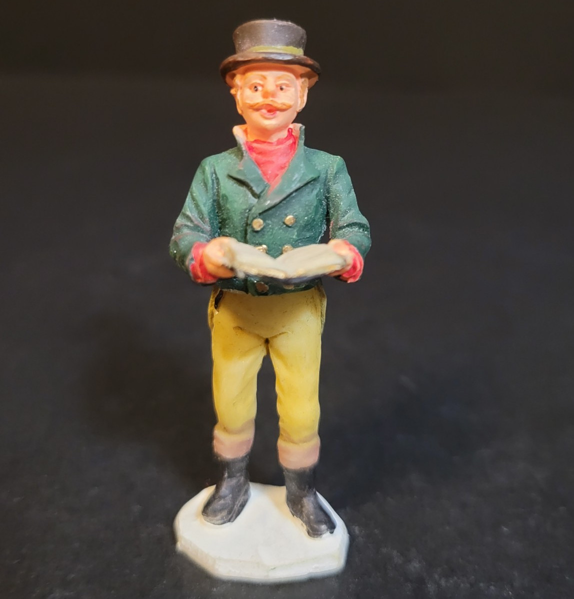 Lemax Christmas Village Town Caroling Man Green Coat Singing Carols Carol