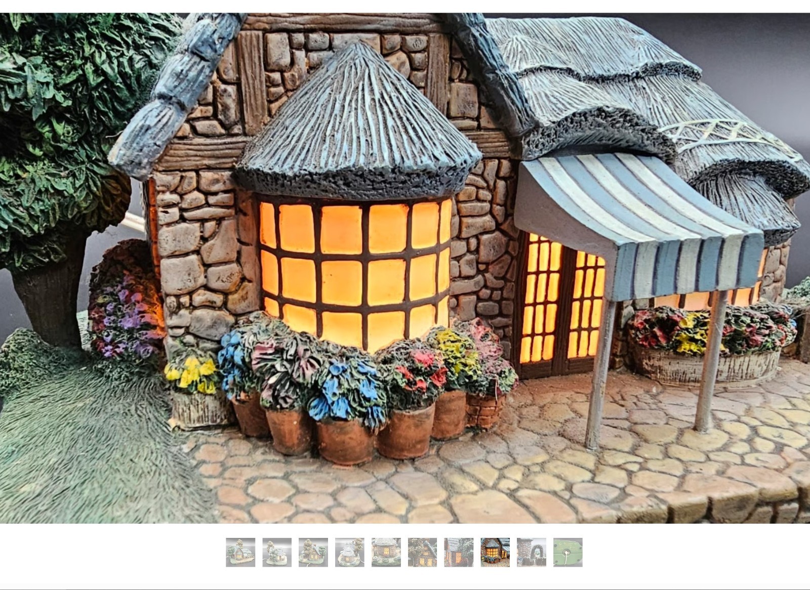 Vintage 1999 Thomas Kinkade Falbrooke Florist Lighted House Figurine Lamp Night