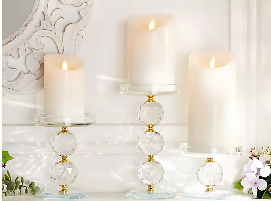 Set of 3 Faceted Glass Crystal Pedestals by Valerie