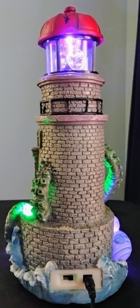 Pumpkin Hollow FG Square Lighthouse Attack-Excellent Cond.-Polyresin-LED Lites