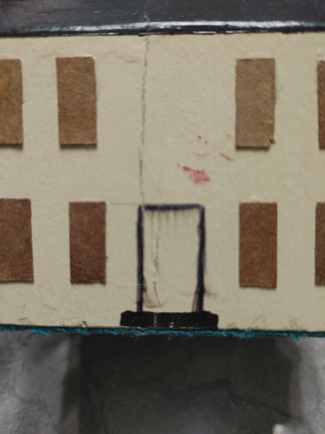Primitive Folk Art Wood Block Village Houses Set Of 7 Handmade Painted Buildings