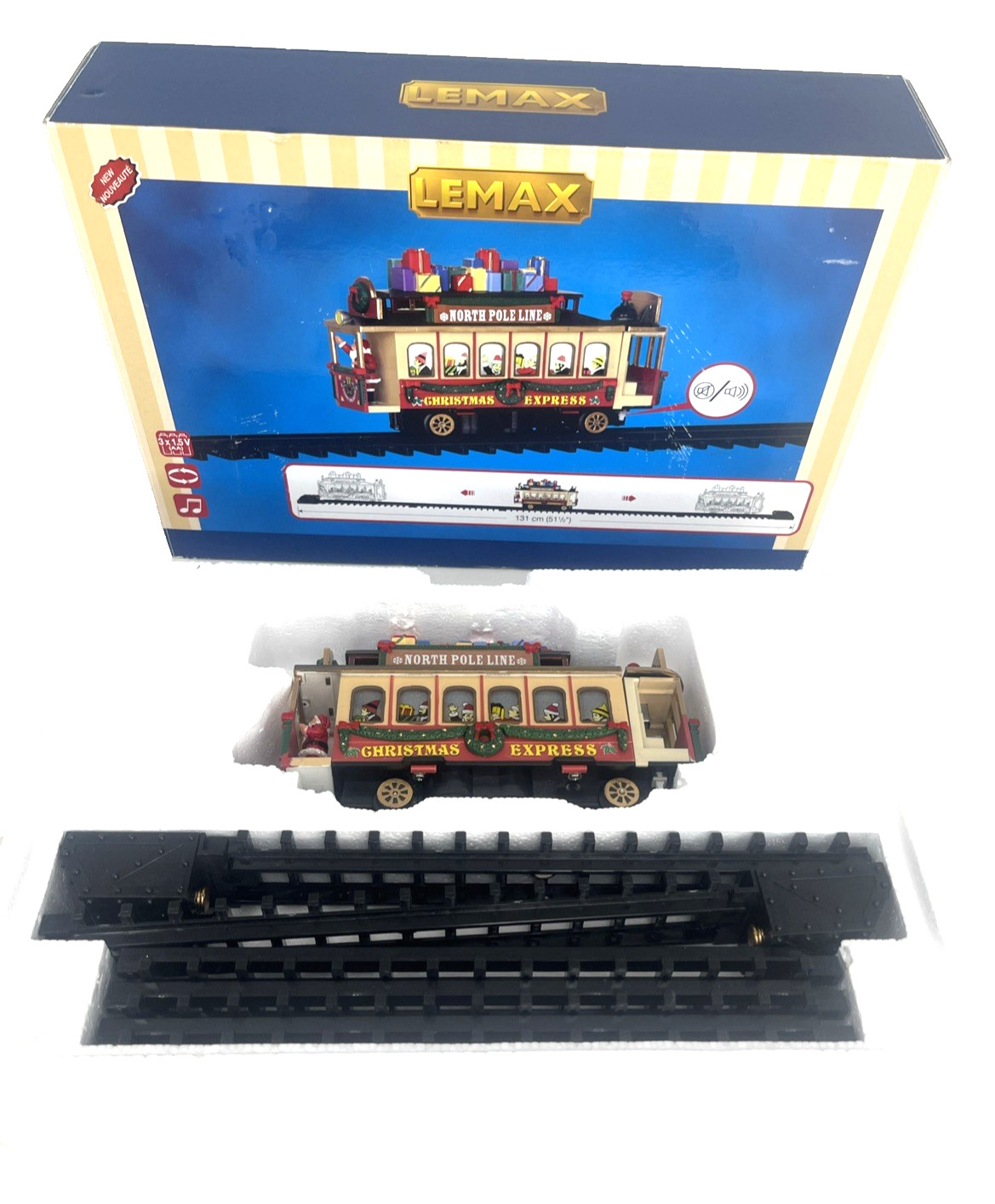 Lemax Christmas Express Santa’s Cable Car North Pole Line Railroad Sights Sounds