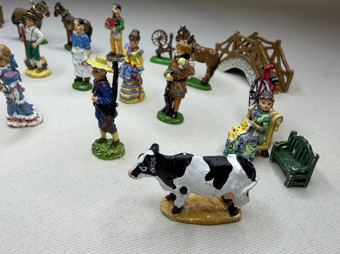 Vtg Liberty Falls Americana Pewter Collection Miniatures Lot 27 Figures Bridges