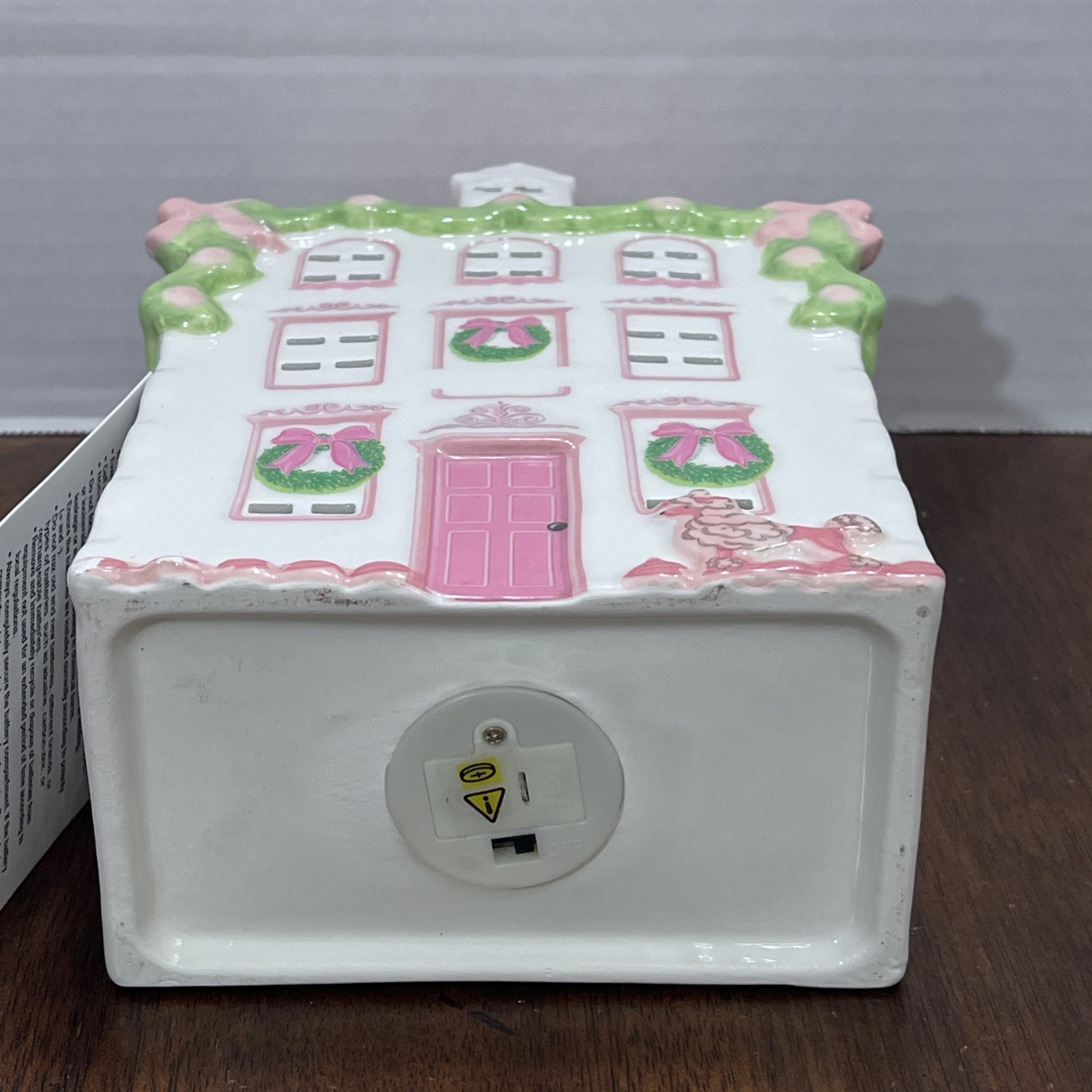 Lights Up Little Pink Victorian House Christmas Poodle NEW
