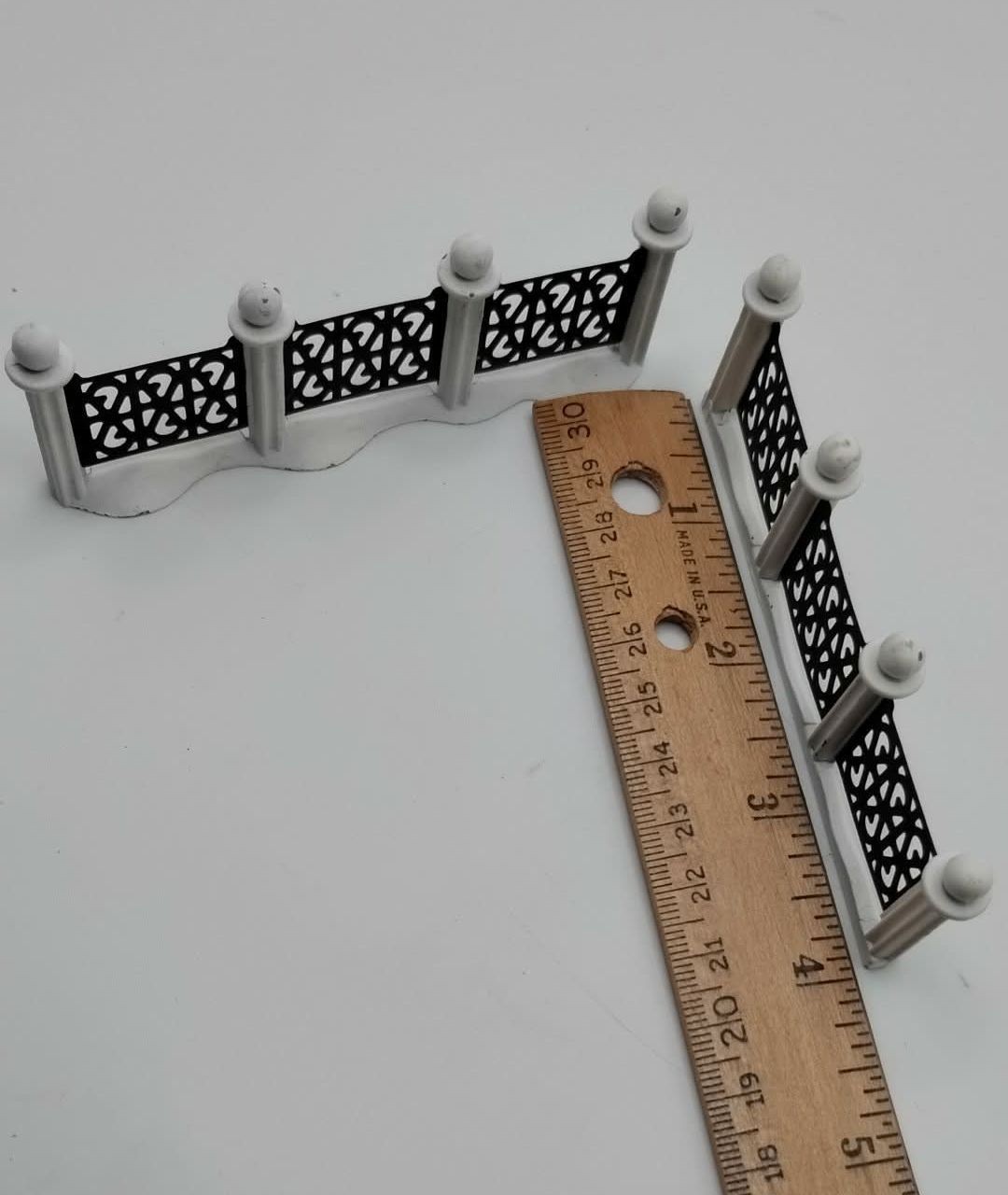 Lot of TWO Vintage Department 56 R.O.C. Christmas Village Accessory Fence B/W