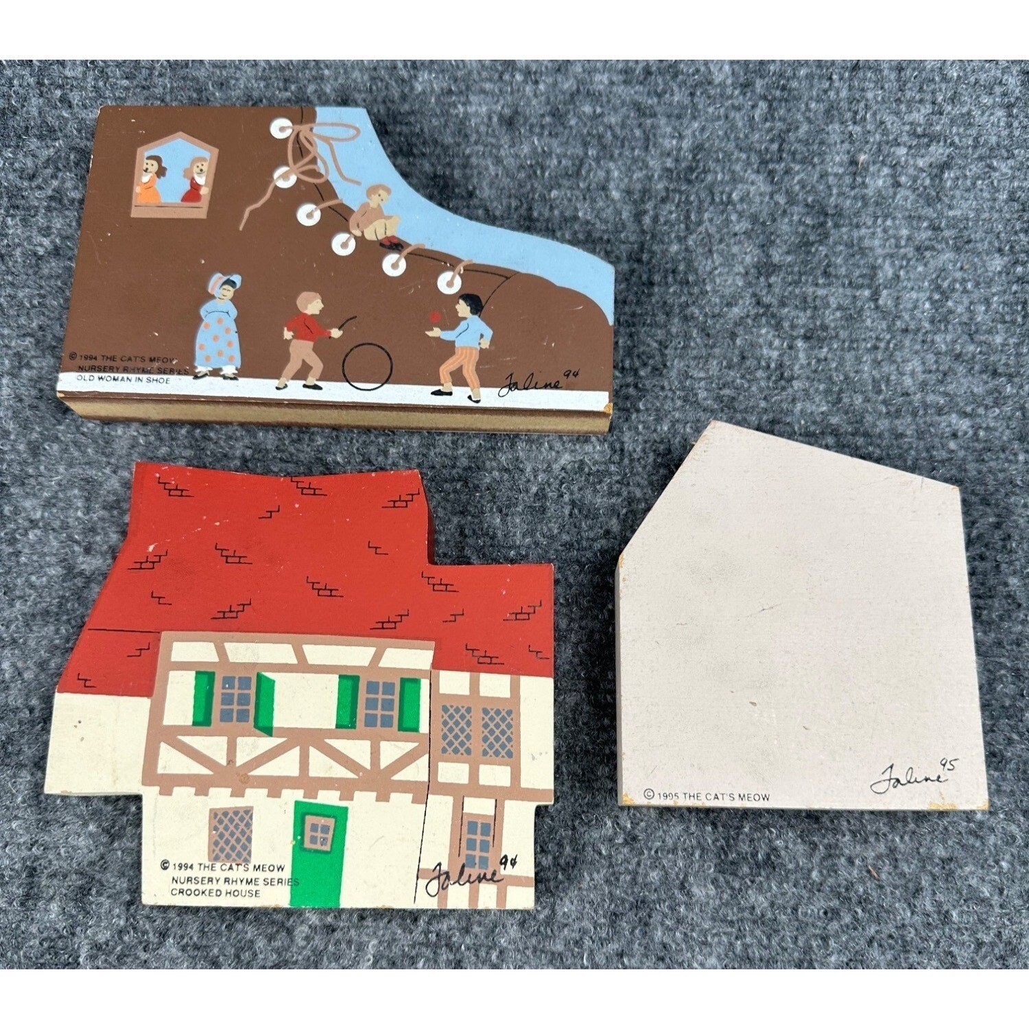 Cats Meow Village Nursery Rhyme Lot of 3 Wood Shelf Sitters Cottage Decor Gift