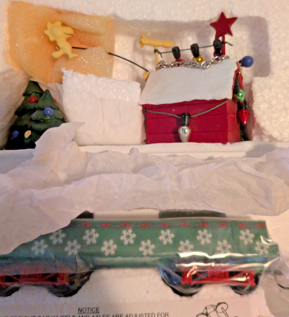 Peanuts Christmas Expres Hawthorne Village “Snoopy’s House” Gondola Car COA