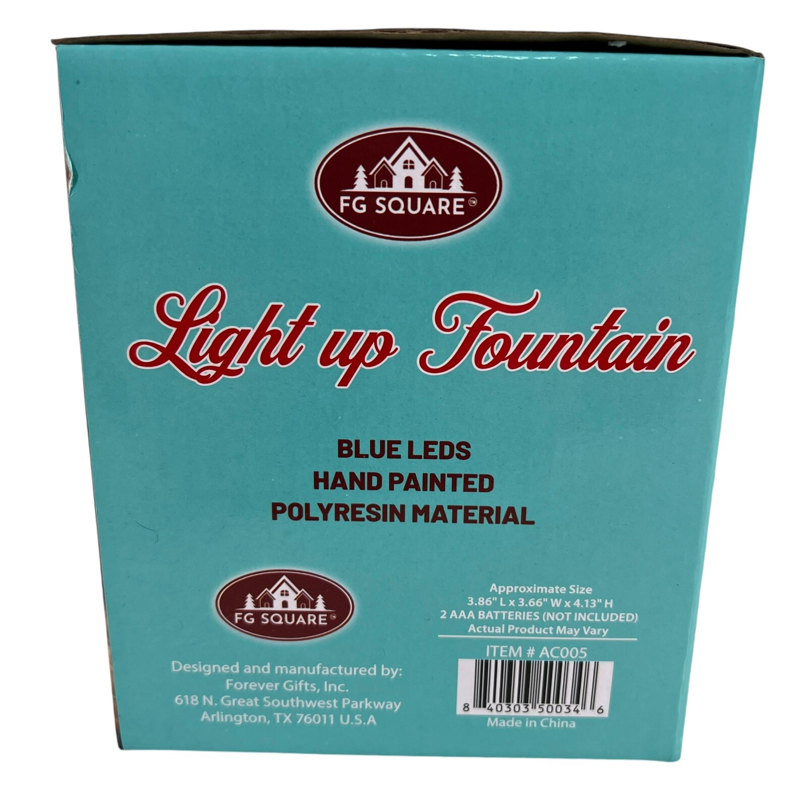 FG Square LED Light Up Fountain for Christmas Village in Box