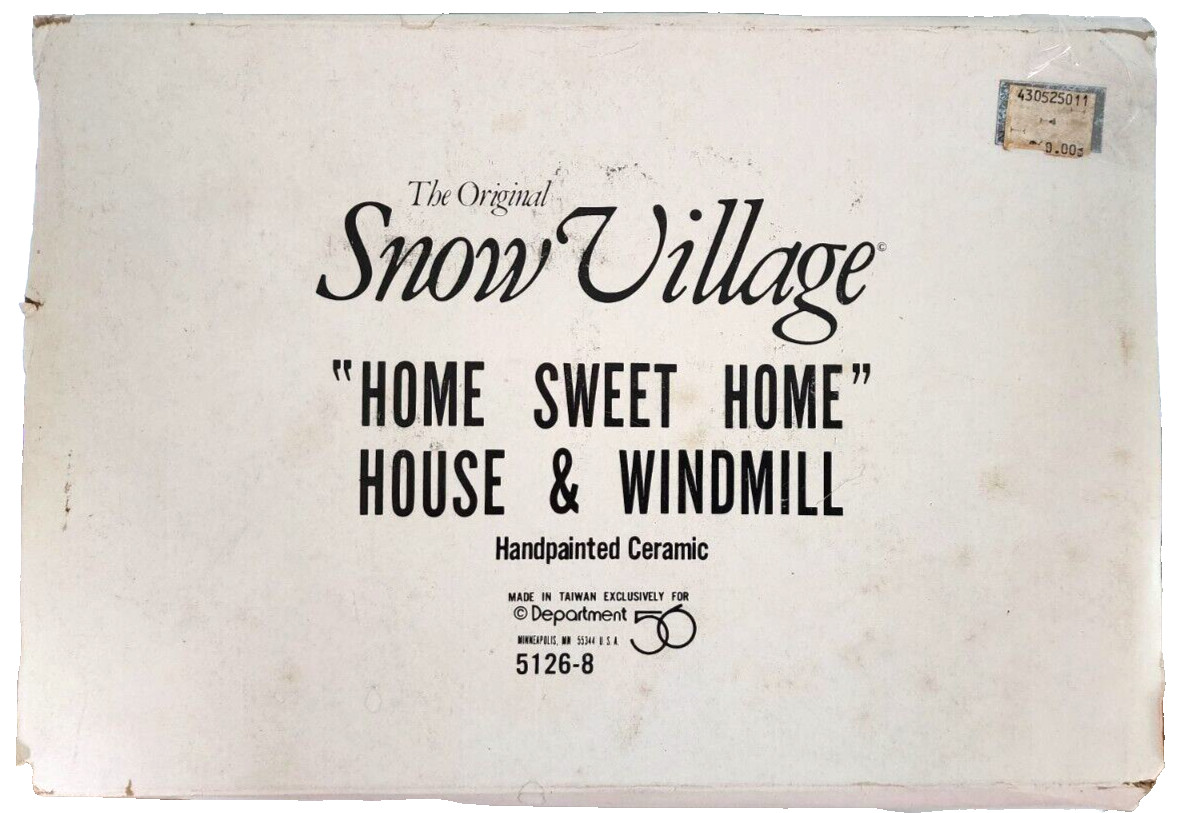 Dept 56 Snow Village Home Sweet Home House & Windmill 1988 #5126-8 Brand New