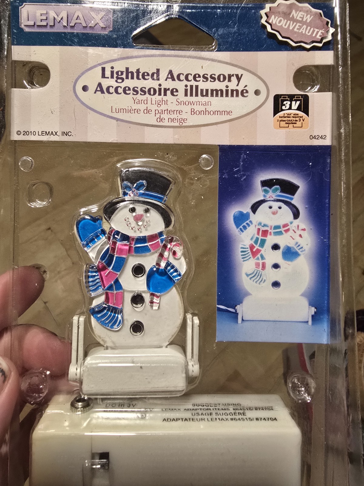 Lemax SNOWMAN YARD LIGHT-Holiday Village Train Accent-RETIRED