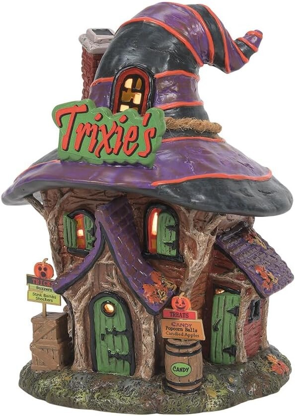 RETIRED Dept 56 Snow Village Halloween Trixie’s Tricks & Treats #6011437 w/Bx Z