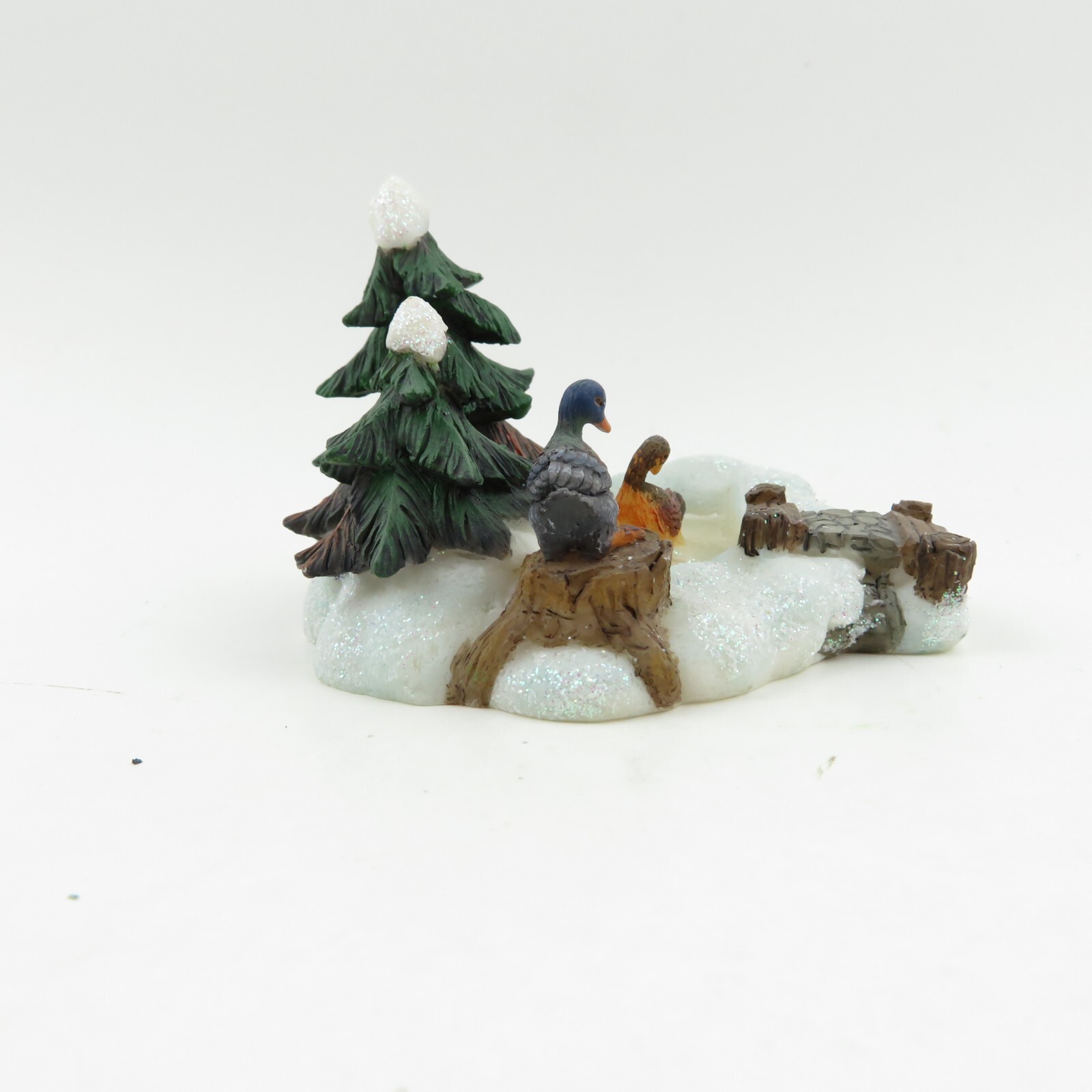 Holiday Time Christmas Village Accessory Collectible – 2 DUCKS ON POND – Scene