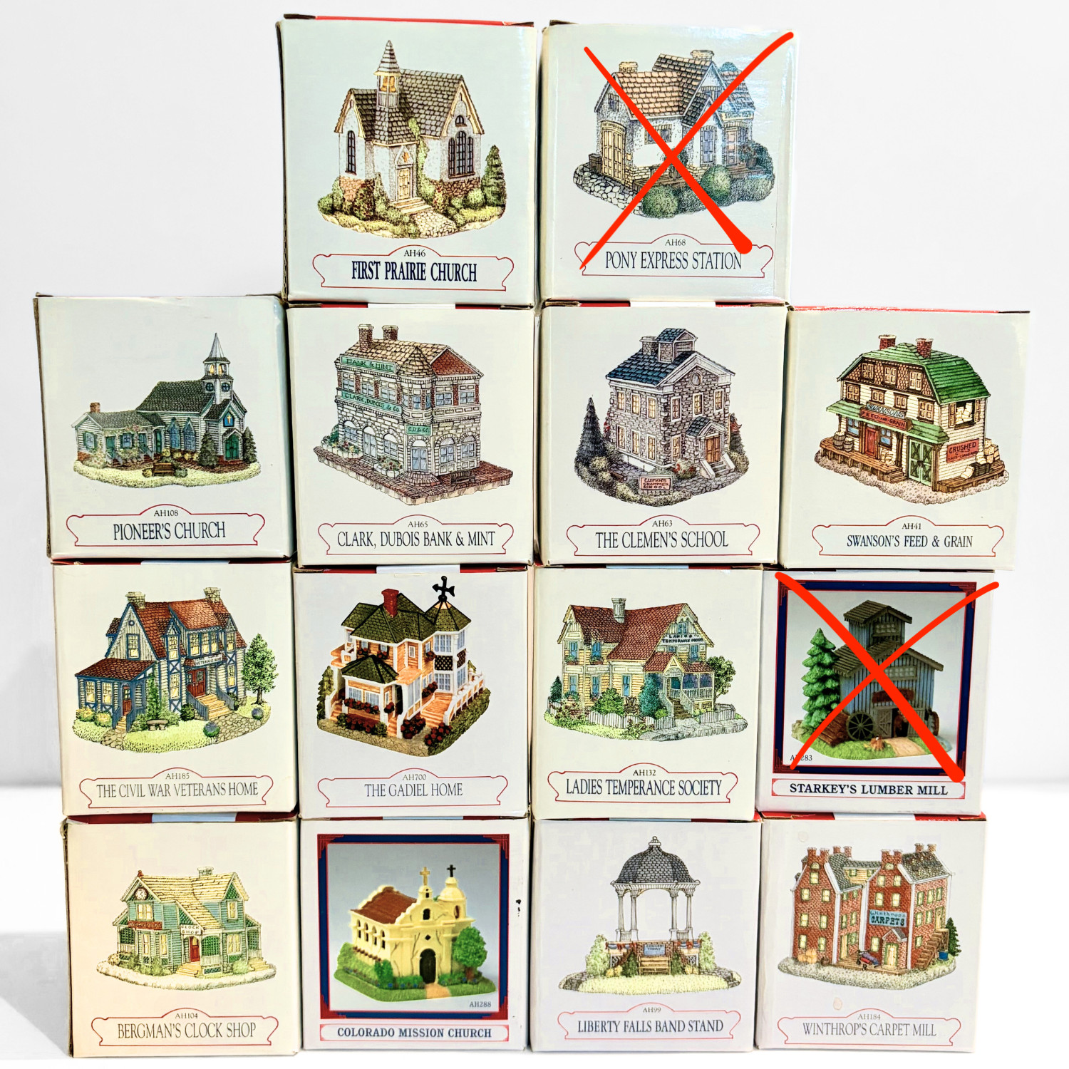 Liberty Falls Miniature Buildings Lot AH Series Americana Village Houses Set 12