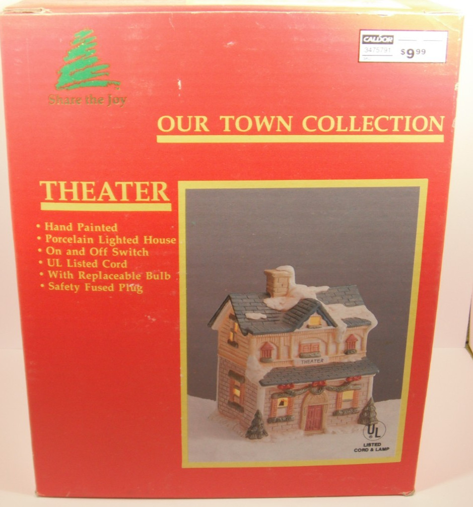 Our Town Collection THEATER Illuminated CHristmas Building In Box With Light