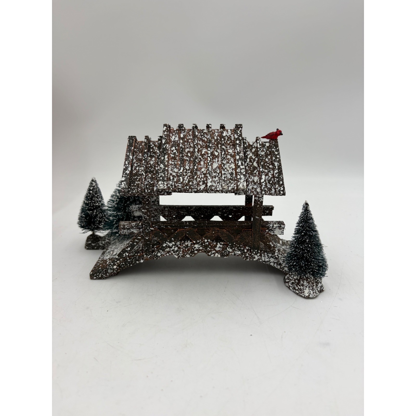 Lemax Christmas Village Wooden Bridge with Trees Cardinal 14618A Decor 2001 Box