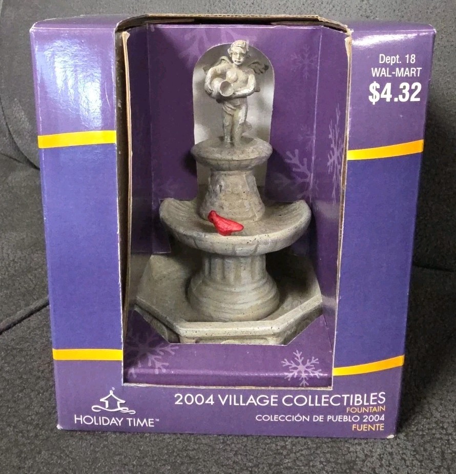 Holiday Time Fountain Christmas Village Accessory Cardinal New In Box