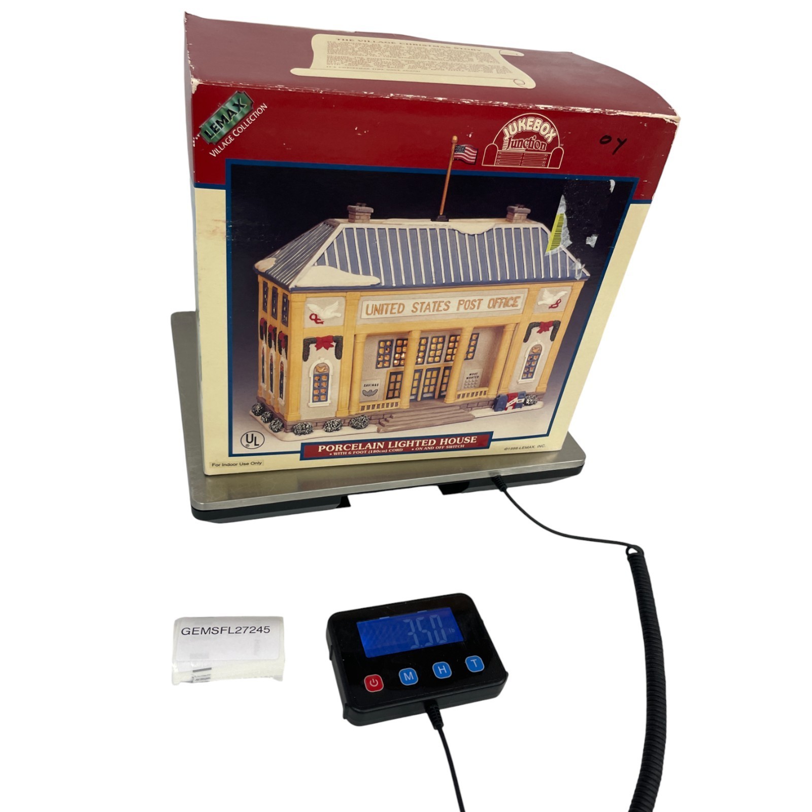 Lemax Jukebox Junction United States Post Office 1998 Porcelain Lighted House