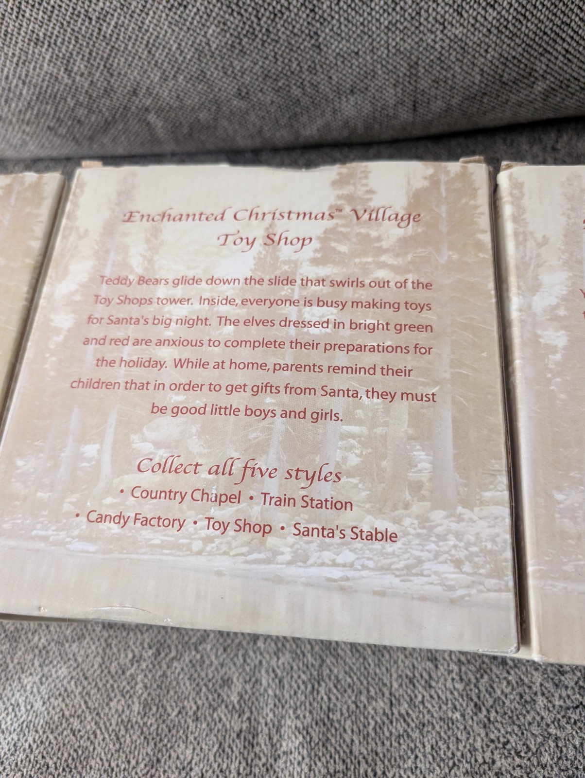 Vintage Enchanted Christmas Village Set Of 4 Approx. 6″ x 7″ x 4″ w/box