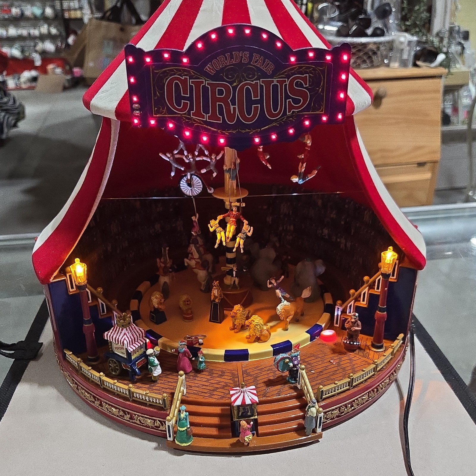 vintage never used Circus Illuminated Christmas Village Display moving parts